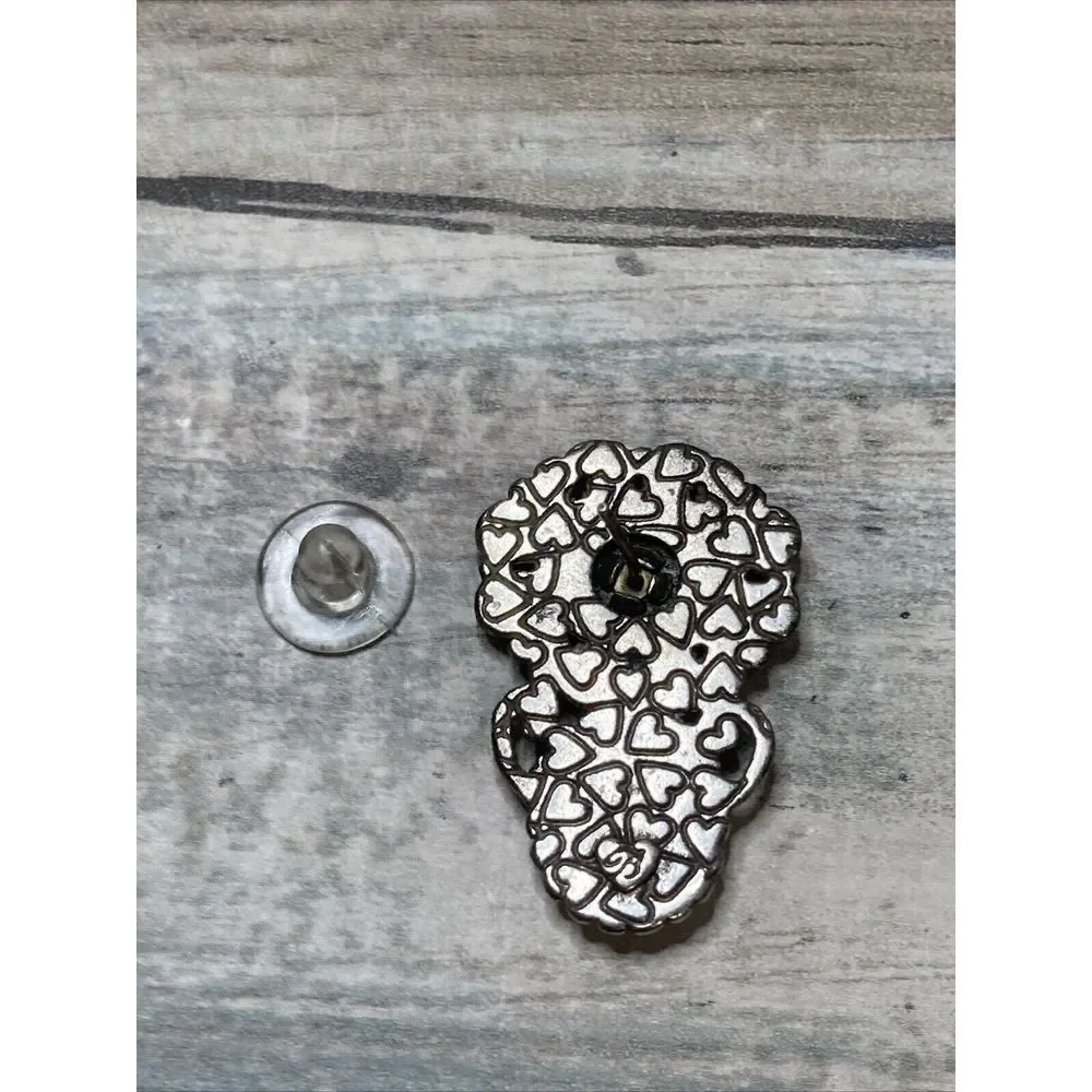 Brighton Retired Leather Black Brown EARRINGS Silver Tone‎